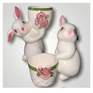 Avon 1981 Springtime Bunny 2.25” Candle Holder Planter Or Easter Egg Display
